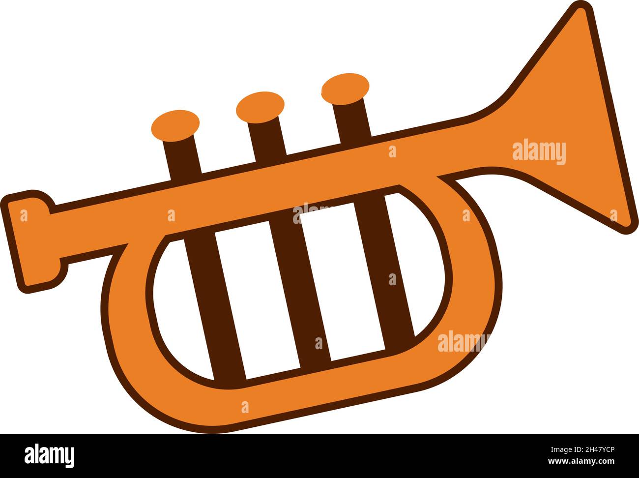 Orange saxophone, illustration, vector, on a white background. Stock Vector
