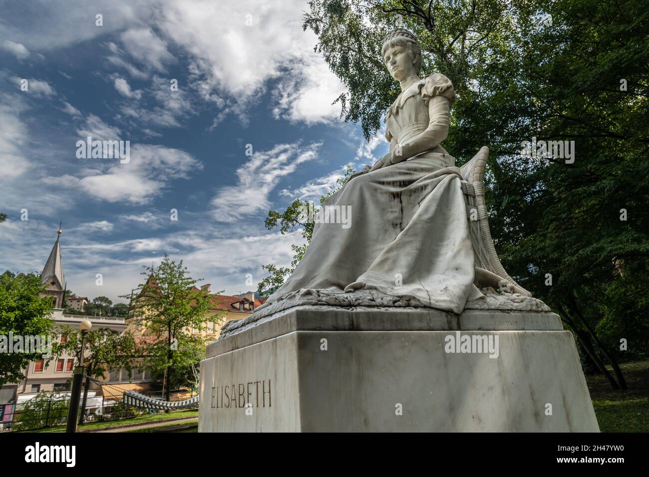 Statue of Elisabeth of Austria (Sissi) in Merano - Meran, Trentino-Alto Adige, Italy Stock Photo