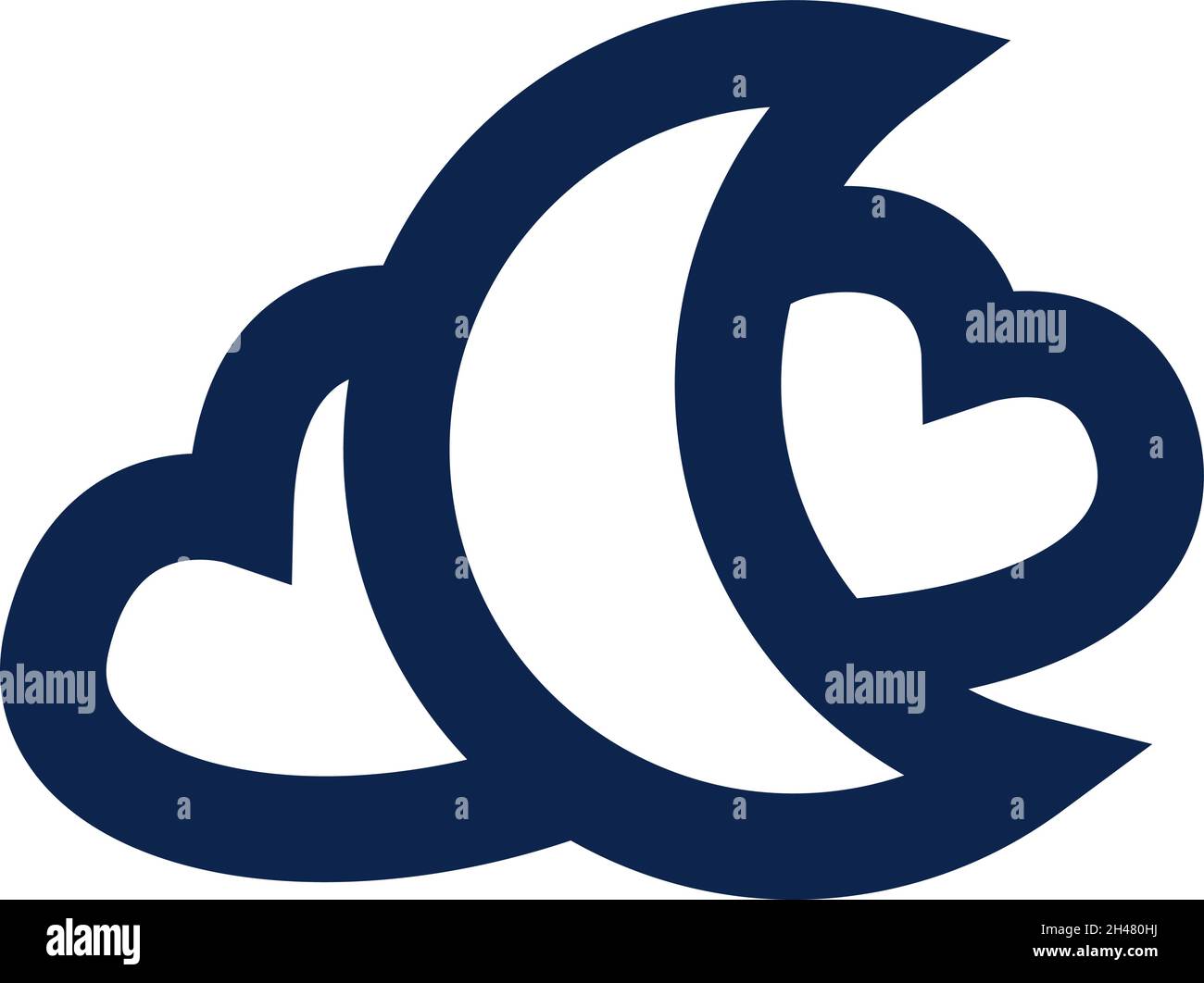 Young moon with cloud, illustration, vector, on a white background ...