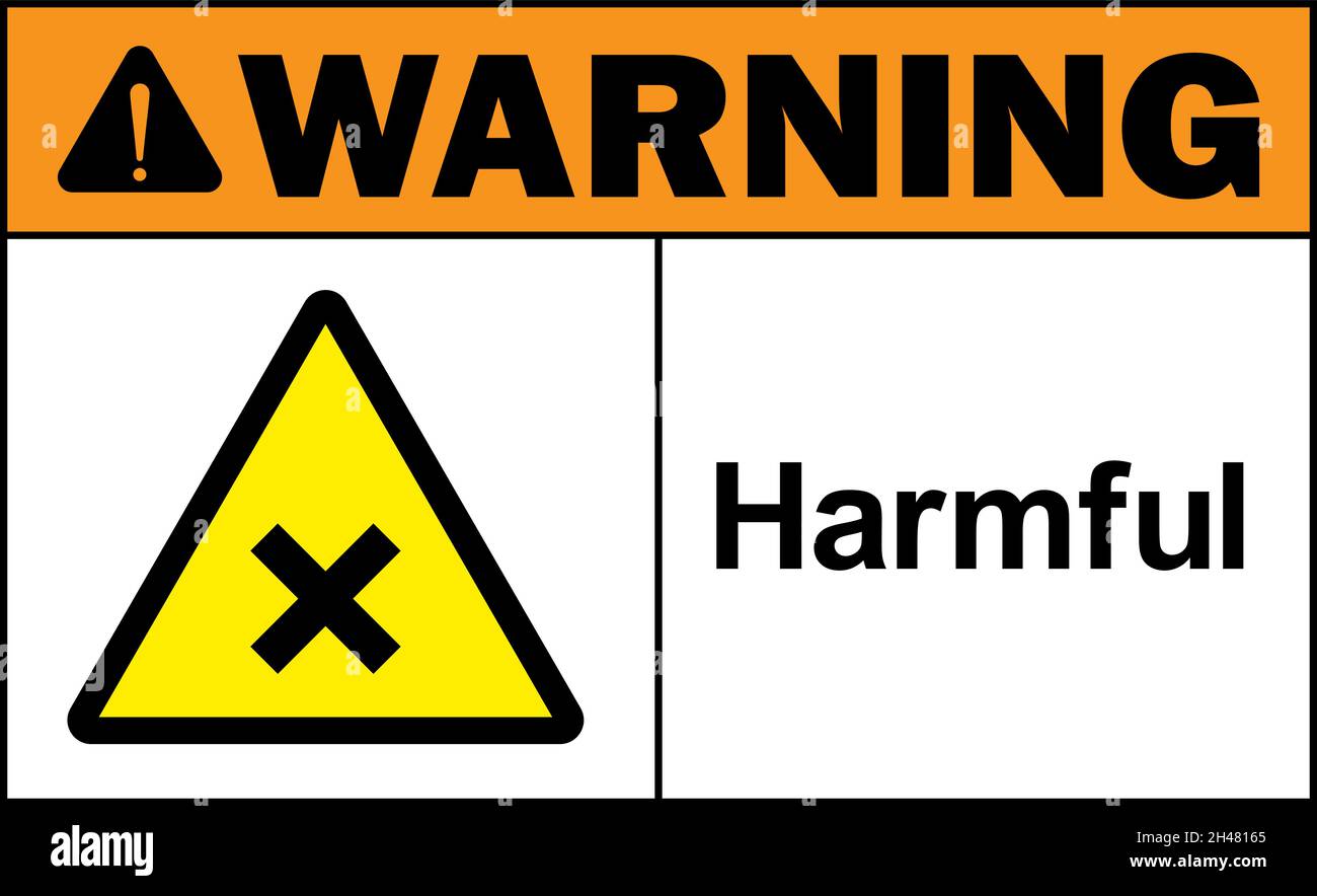 Harmful asbestos warning sign. Chemical safety signs and symbols. Stock Vector