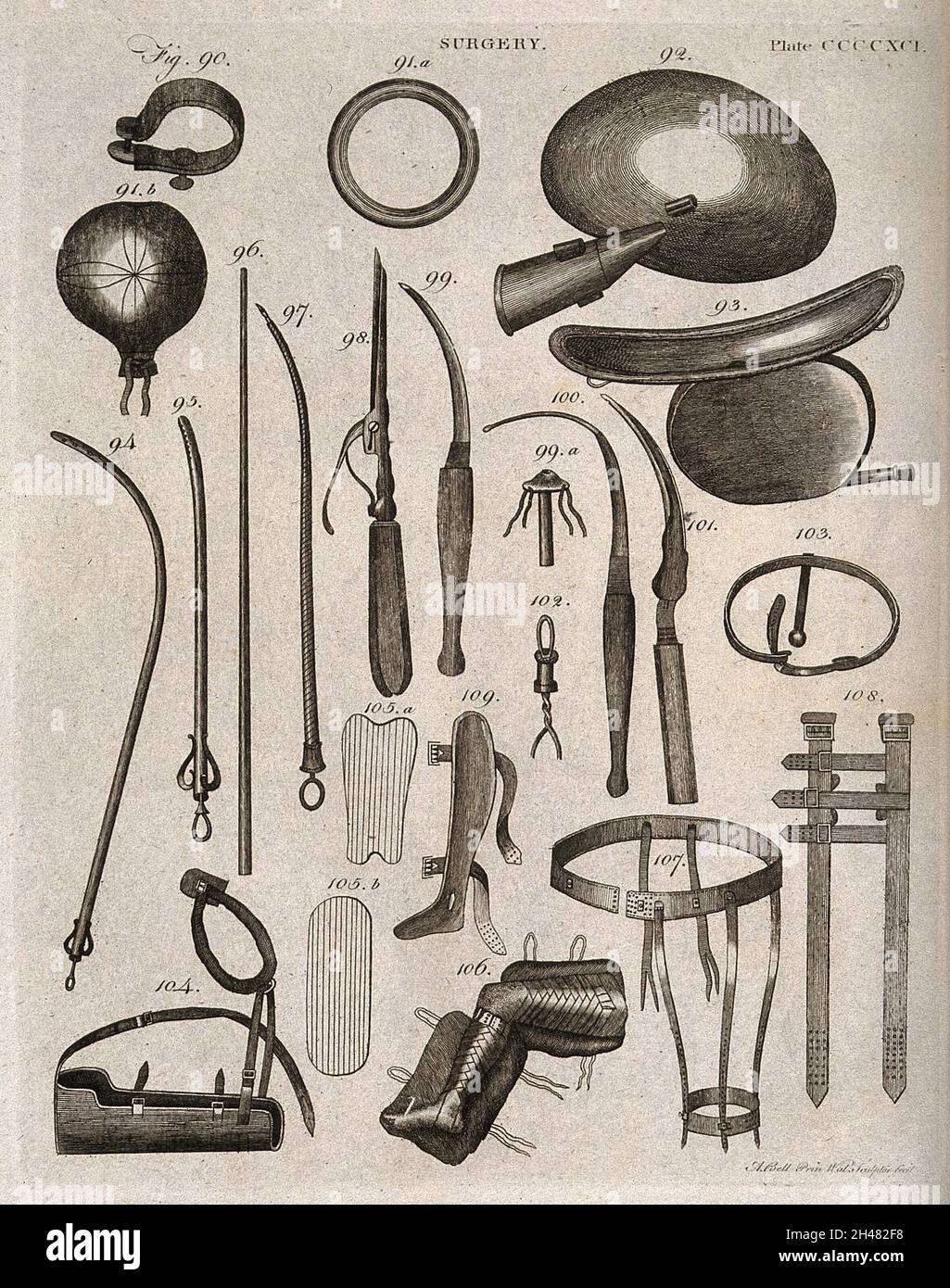 Surgical instruments. Engraving by Andrew Bell Stock Photo Alamy
