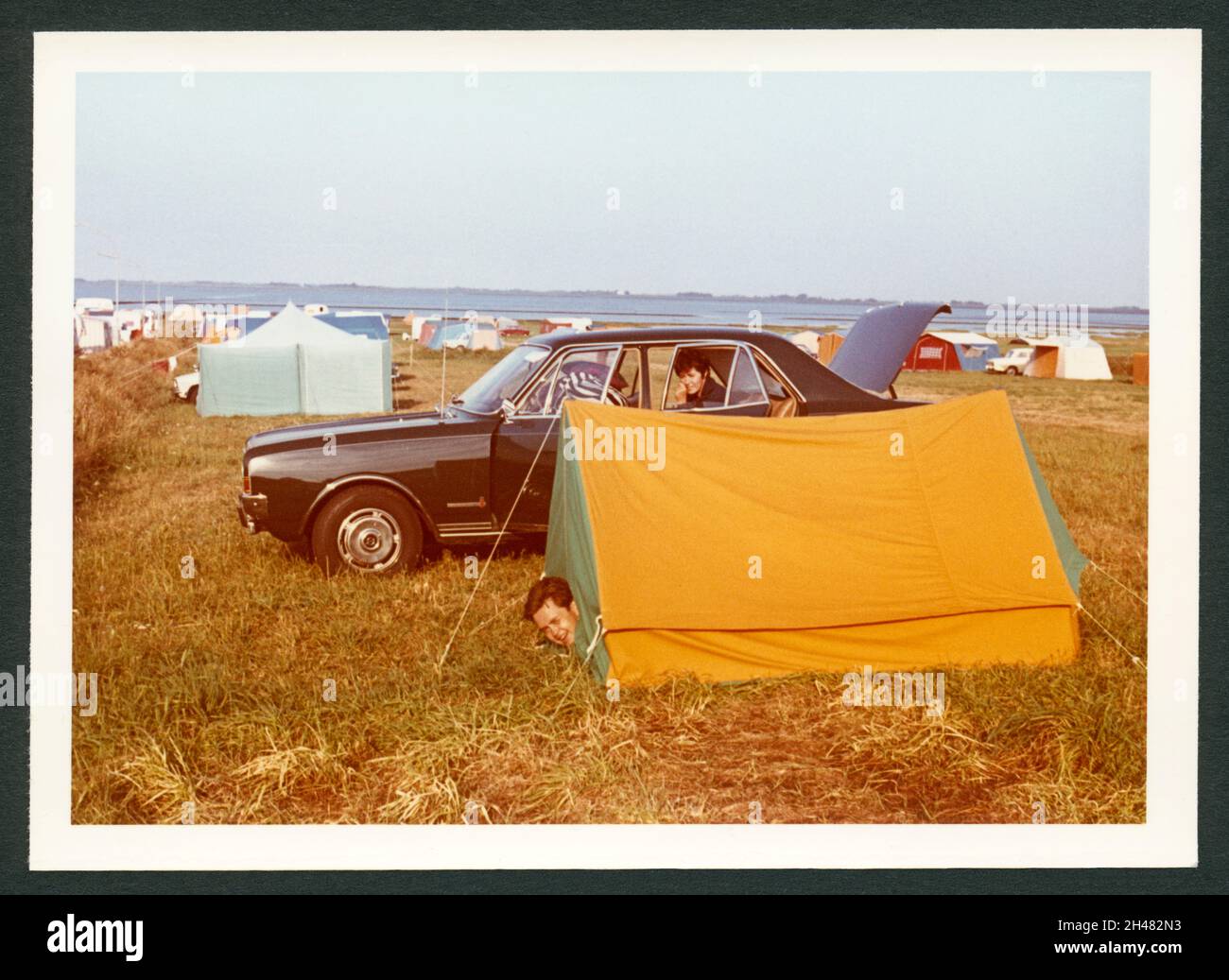 Europa, Deutschland, Camping Ende der 1960er Jahre , model released .  /  Europe, Germany, Camping at the end of the 1960th , model released . Stock Photo