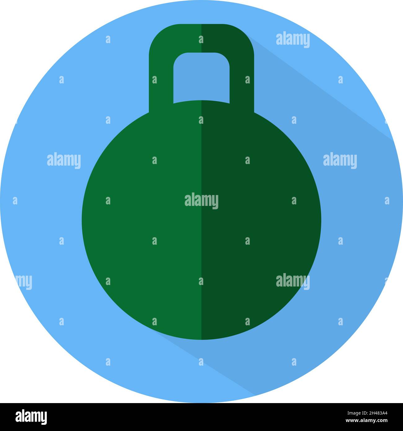 Green dumbbell, illustration, vector, on a white background. Stock Vector