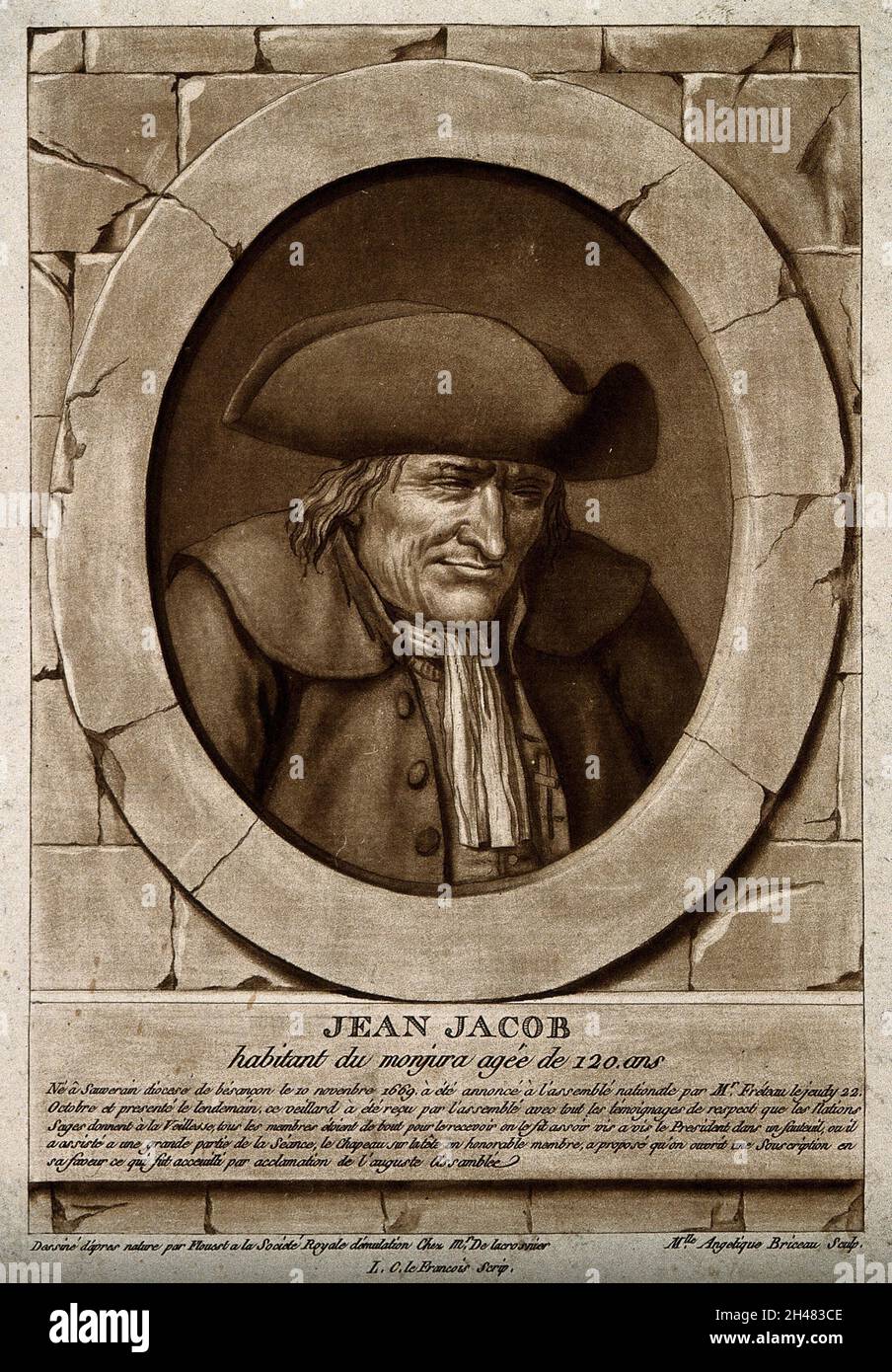 Jean Jacob, aged 120. Aquatint by A. Briceau after Flouest Stock Photo