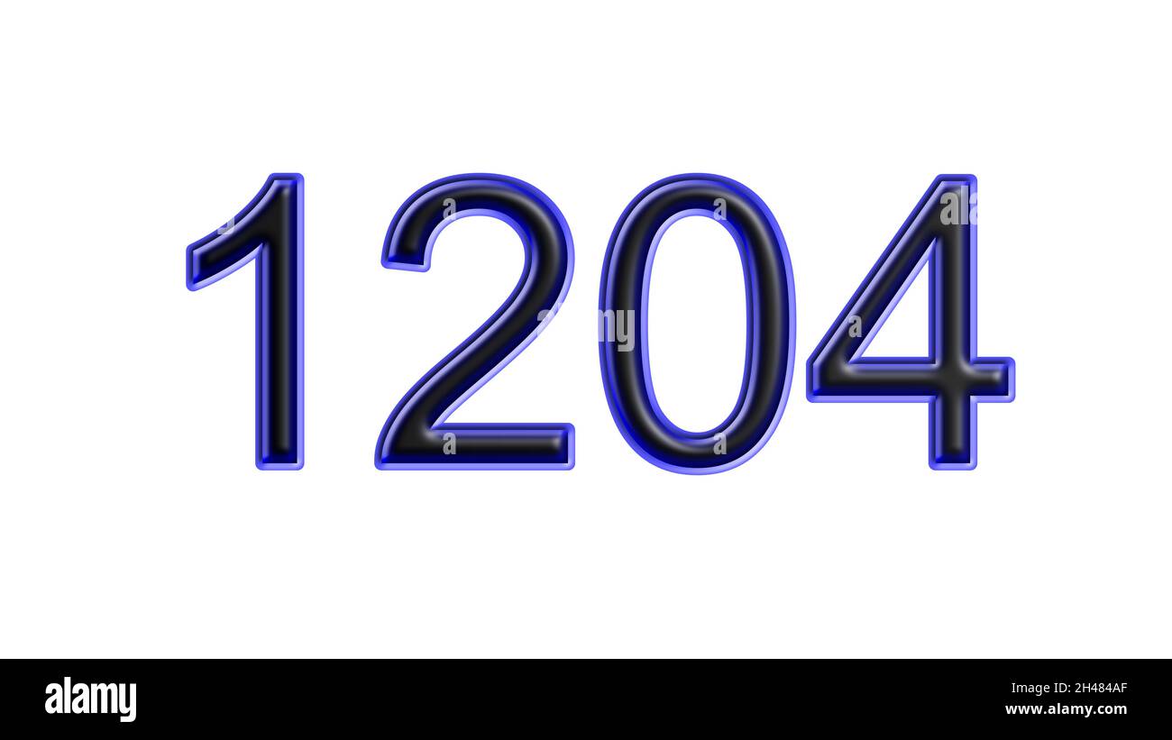 blue 1204 number 3d effect white background Stock Photo