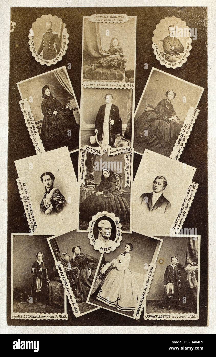 Queen Victoria and her family: a composition carte de visite. Photograph. Stock Photo