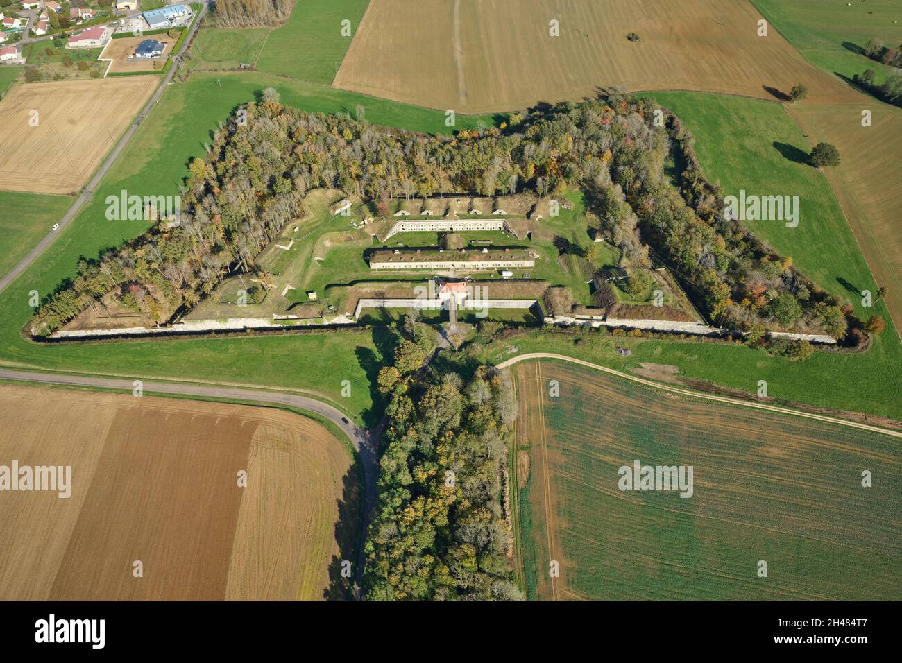 AERIAL VIEW. Fort de Peigney. Haute-Marne, Grand Est, France. Stock Photo