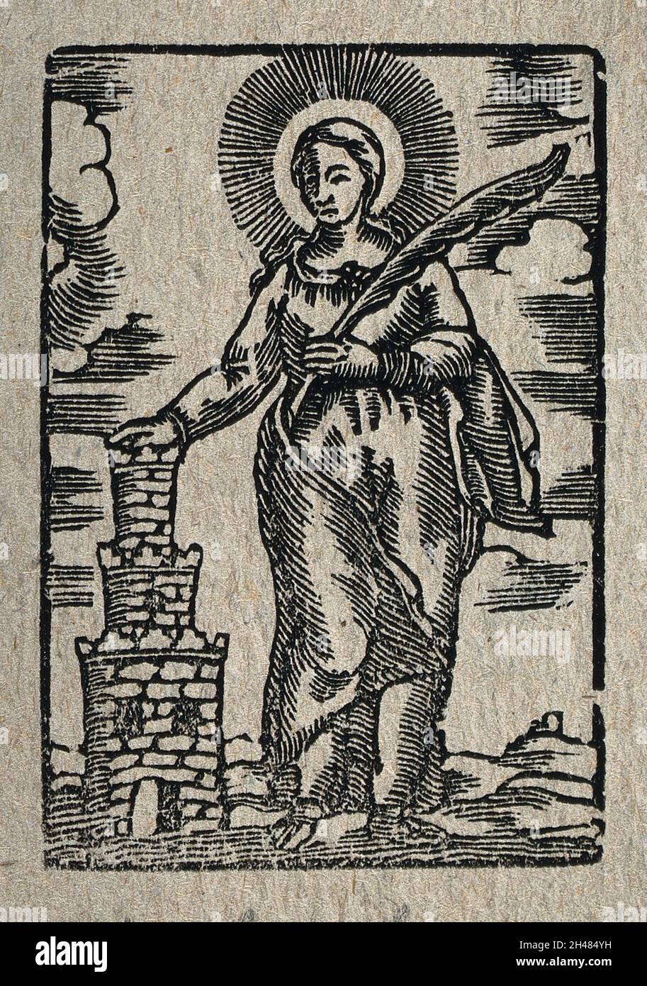 Saint Barbara. Woodcut Stock Photo - Alamy