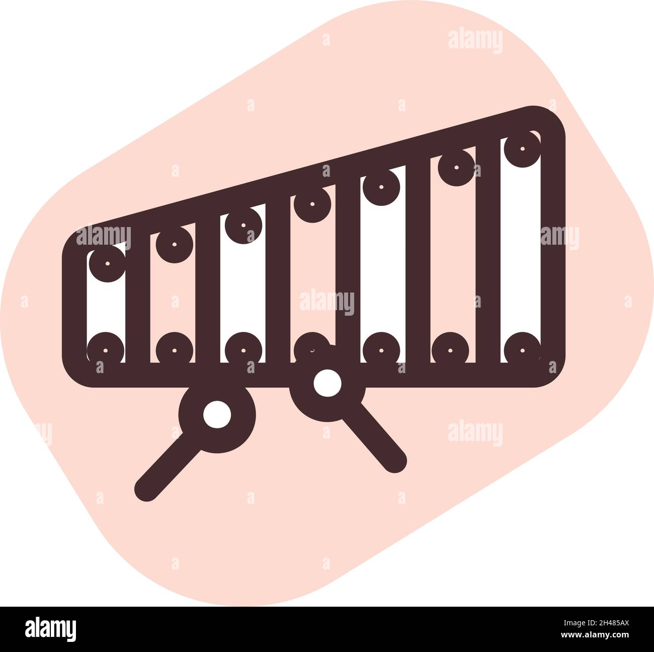 Xylophone toy, illustration, vector, on a white background. Stock Vector