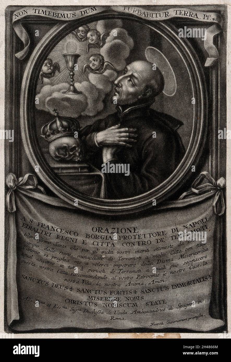 Saint Francis interceding against earthquakes; cherubim and the