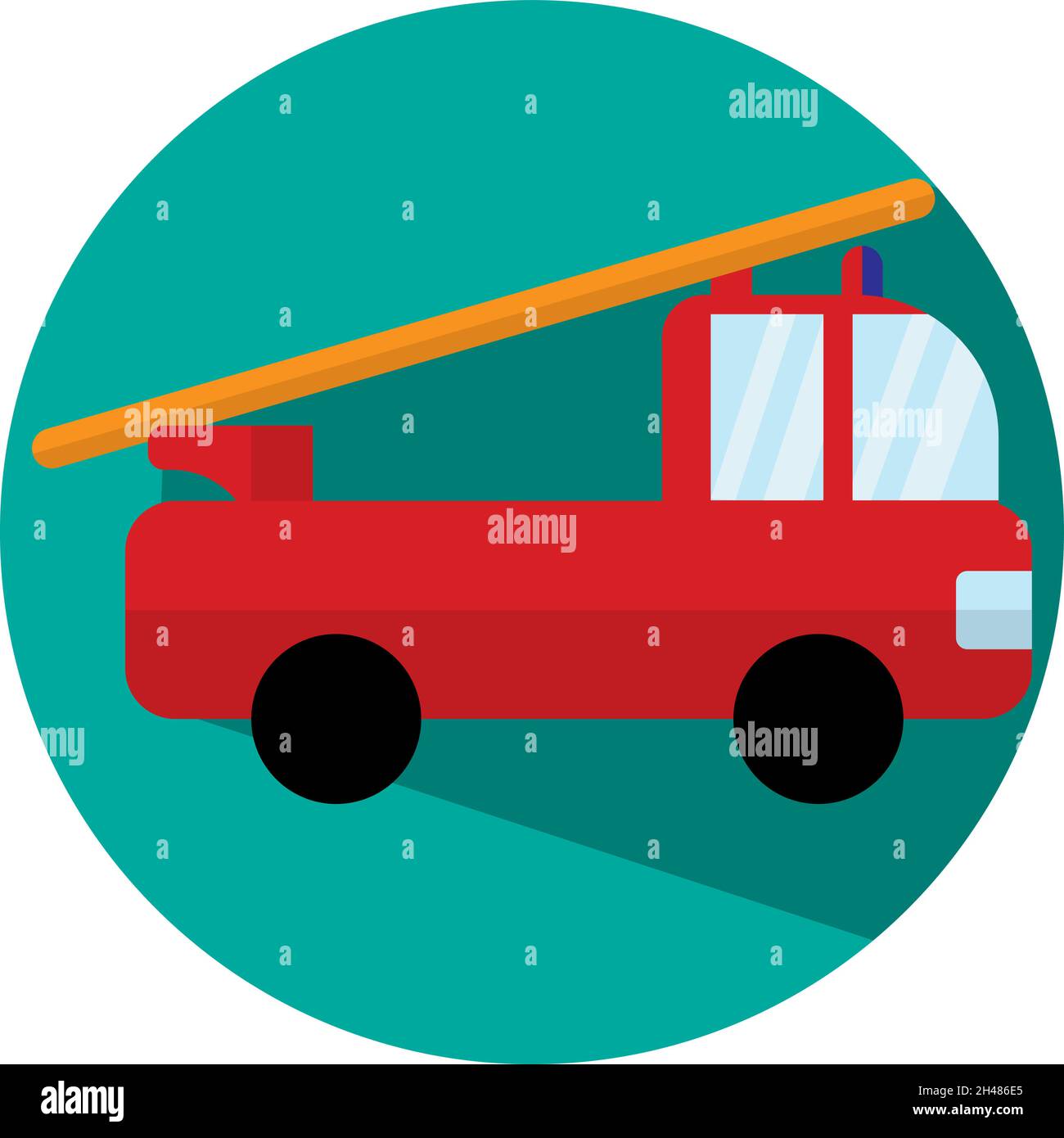 Red fire truck, illustration, vector, on a white background. Stock Vector