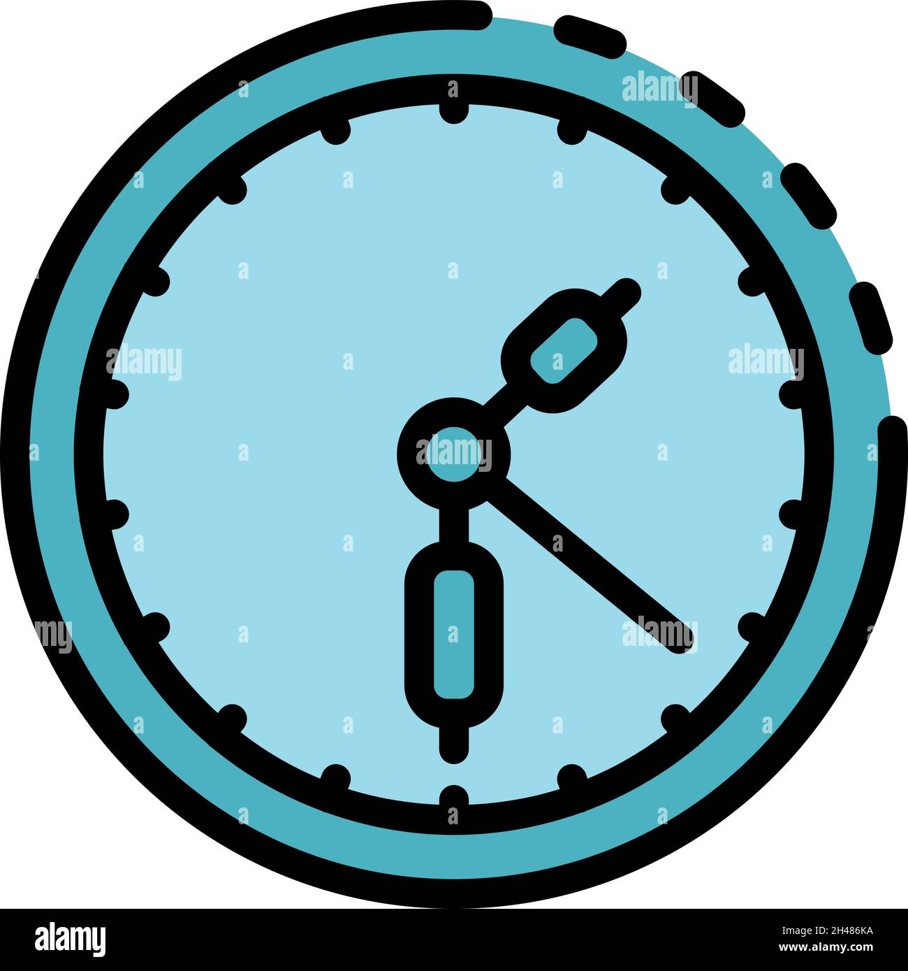 Work clock icon. Outline work clock vector icon color flat isolated Stock Vector