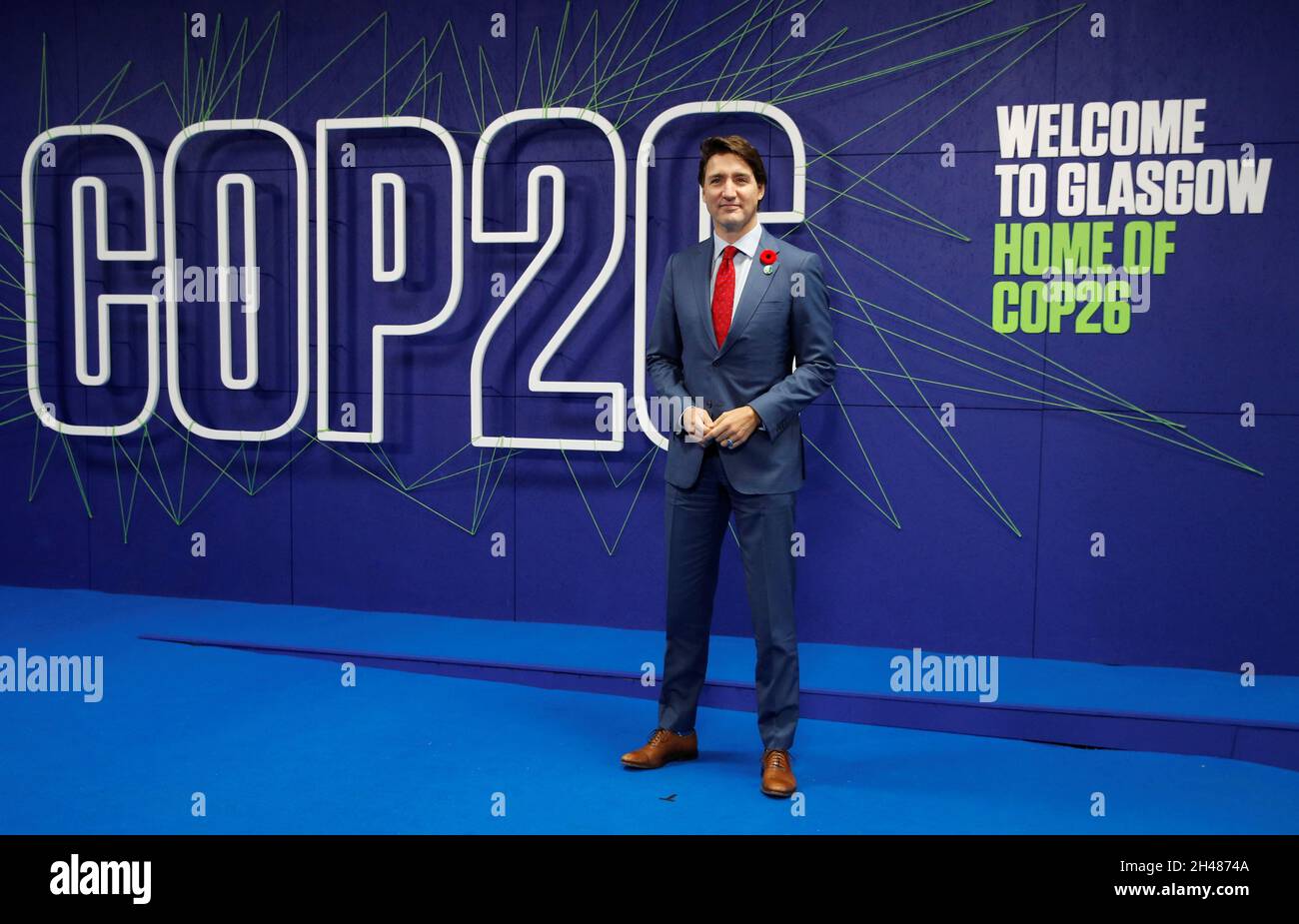 Canada's Prime Minister Justin Trudeau arrives for the Cop26 summit at the Scottish Event Campus (SEC) in Glasgow. Picture date: Monday November 1, 2021. Stock Photo