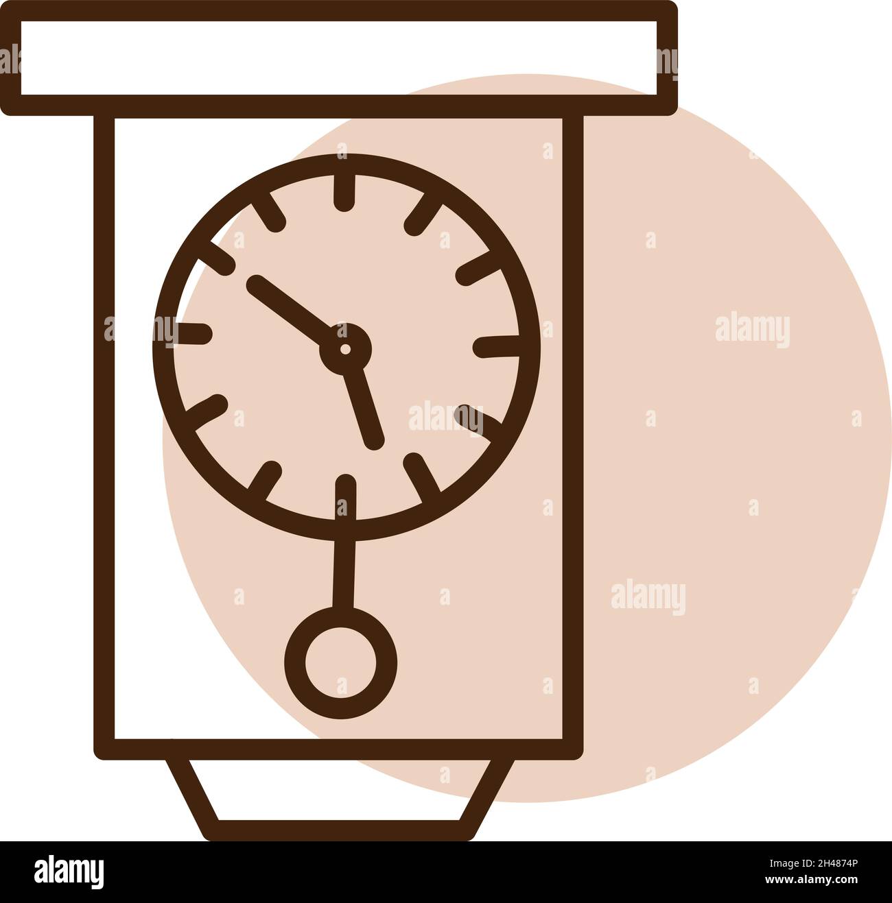 Wall old clock, illustration, vector, on a white background. Stock Vector