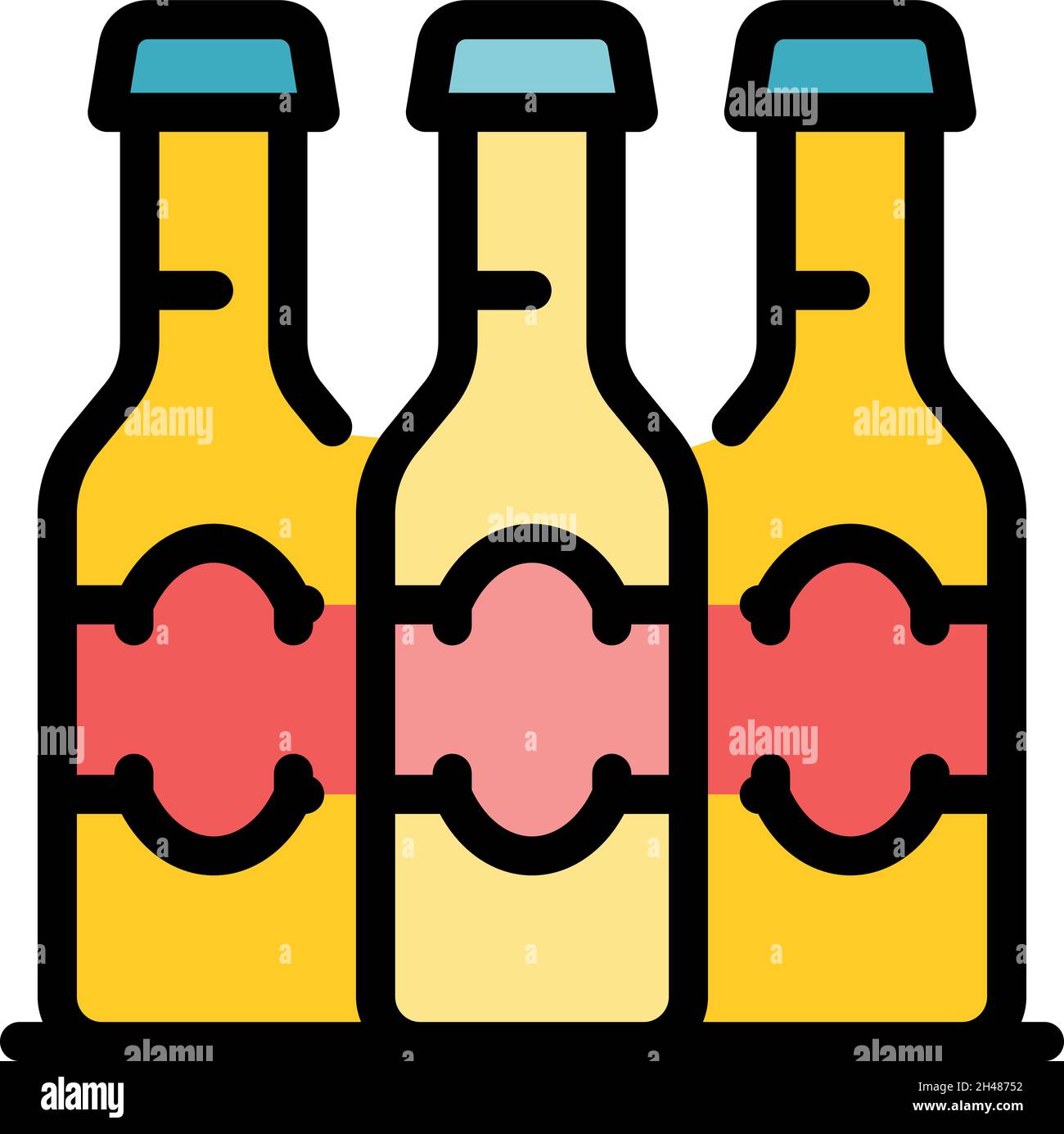 Beer bottles icon. Outline beer bottles vector icon color flat isolated ...