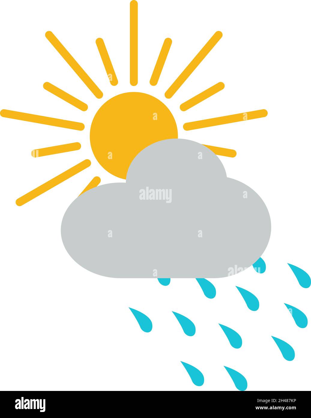 Sun Drop Vector Sun with rain drops, illustration, vector, on a white background Stock ...