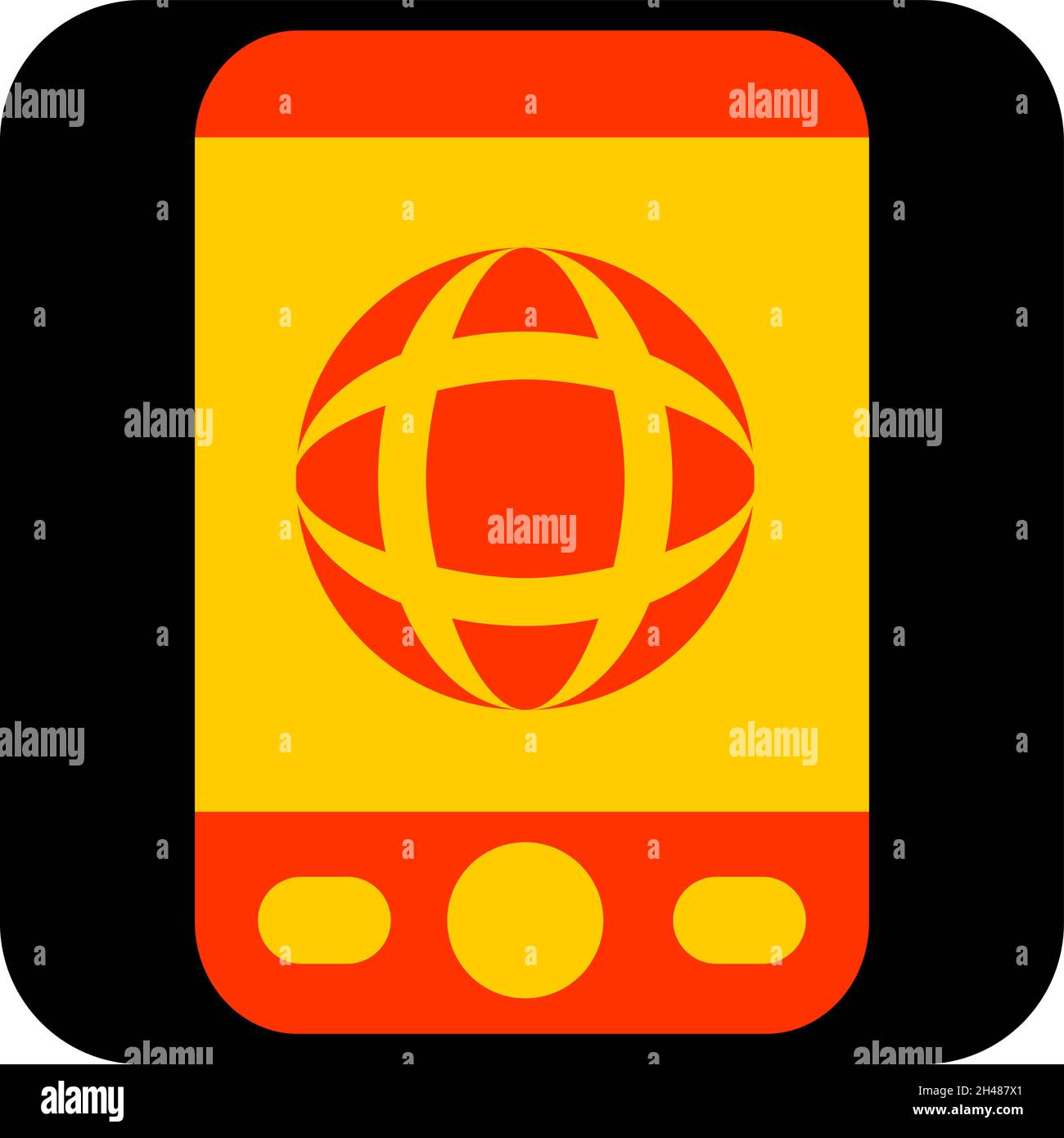 Phone with a globe, illustration, vector, on a white background. Stock Vector