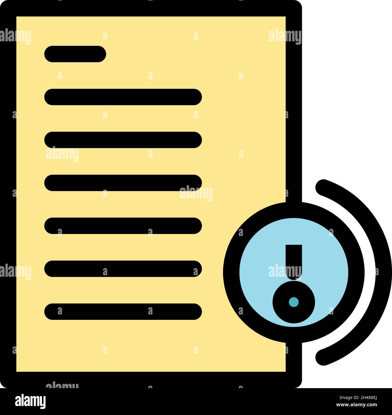Secured document icon. Outline secured document vector icon color flat isolated Stock Vector