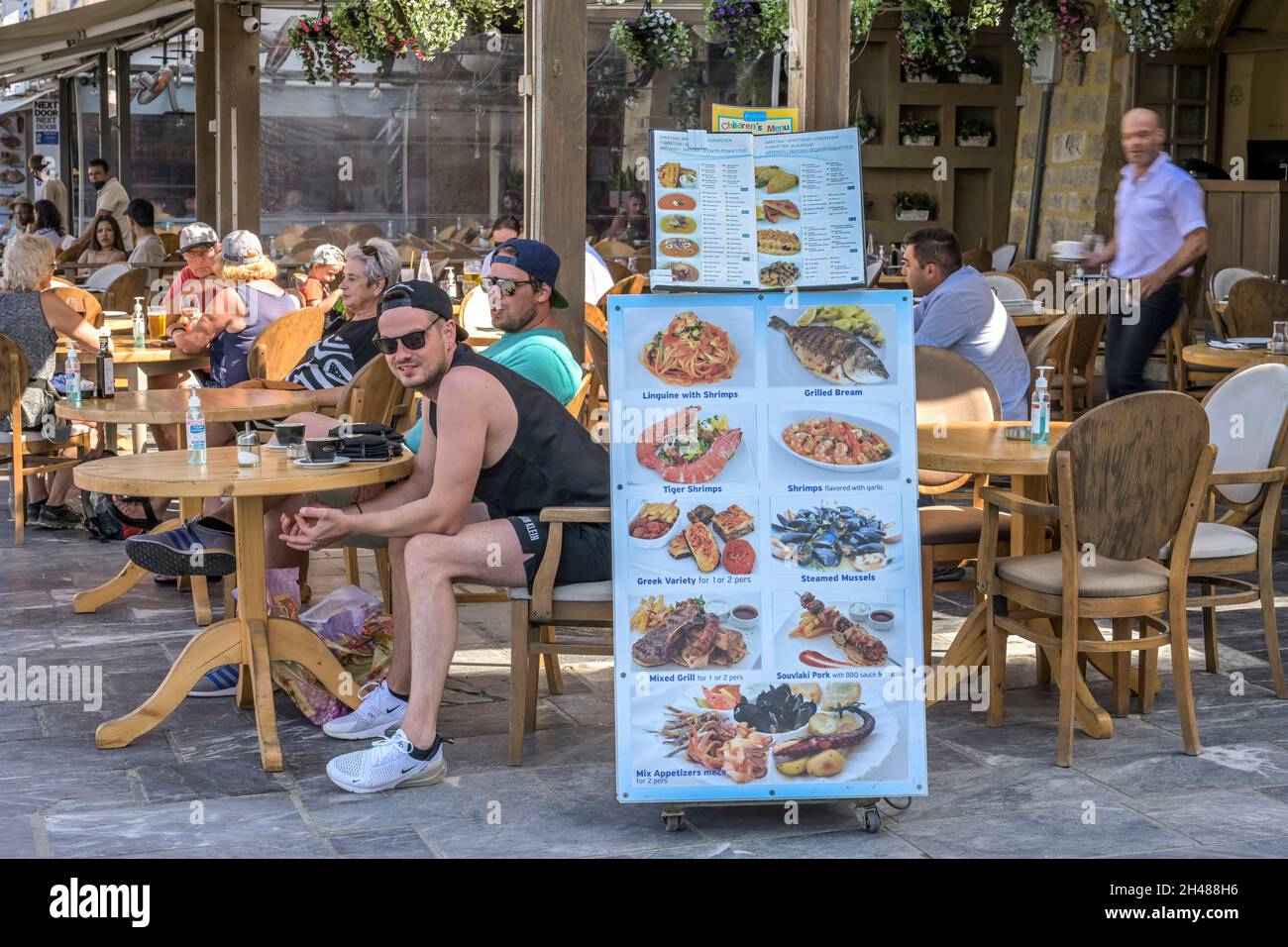 Restaurant, Speisekarte, Chania, Kreta, Griechenland Stock Photo