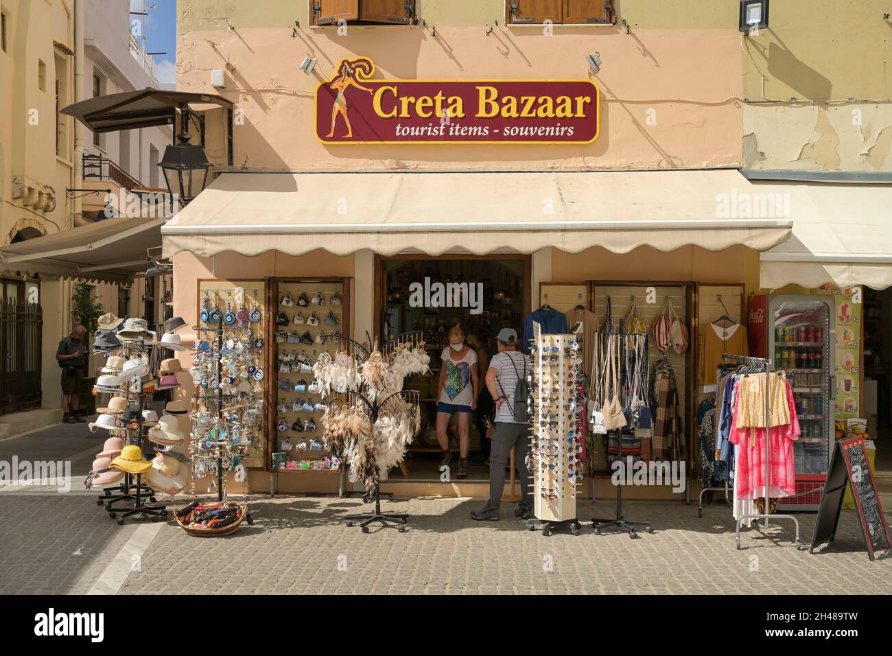 Andenken Geschäft, Gasse, Altstadt, Rethymno, Kreta, Griechenland Stock Photo