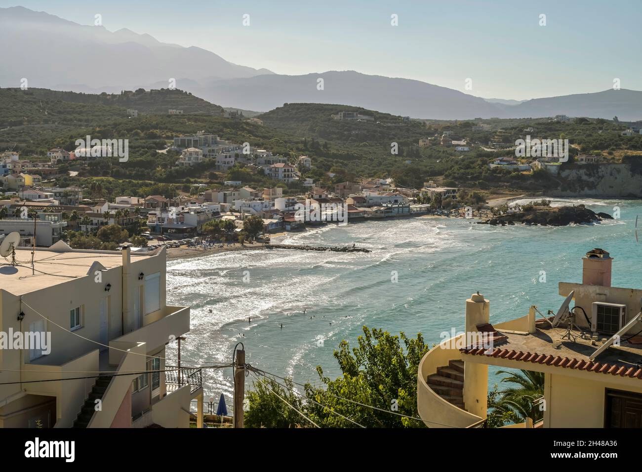 Strand, Bucht von Almyrida, Nordküste, Kreta, Griechenland Stock Photo