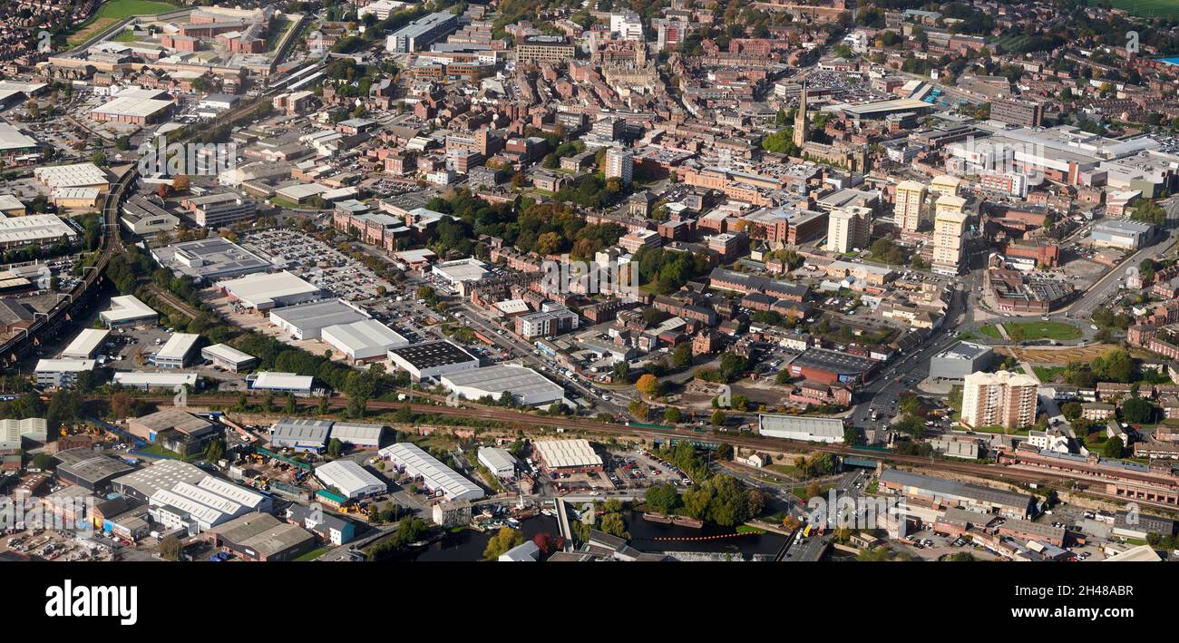 An aerial view of Sheffield City Centre, South Yorkshire, Northern England, UK Stock Photo