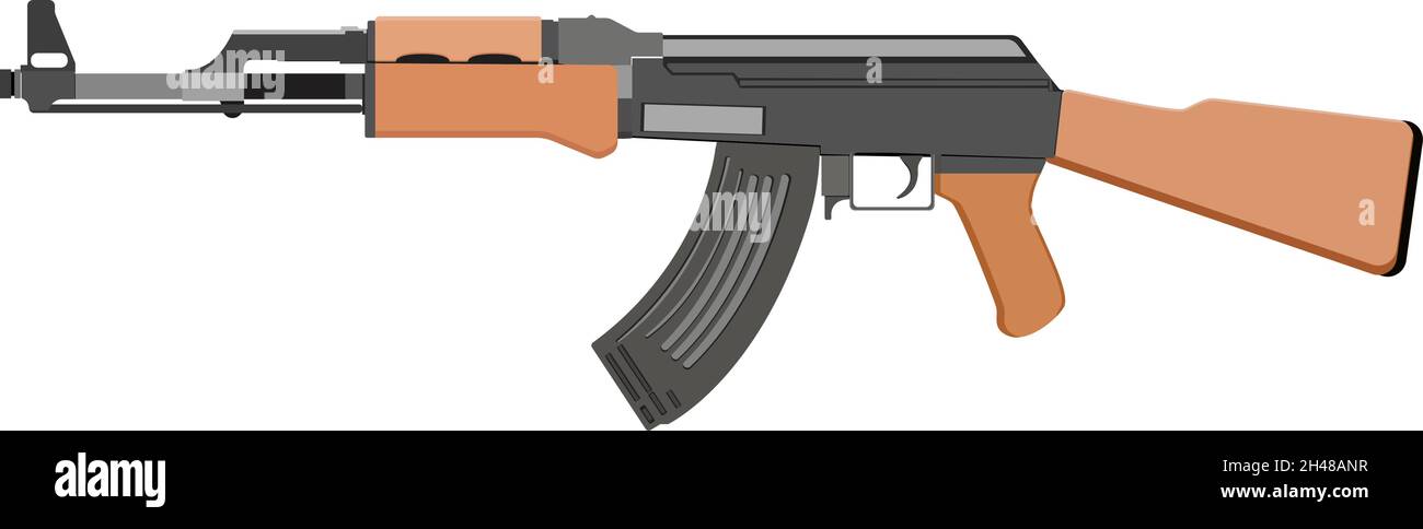 AK47 rifle, illustration, vector on a white background. Stock Vector