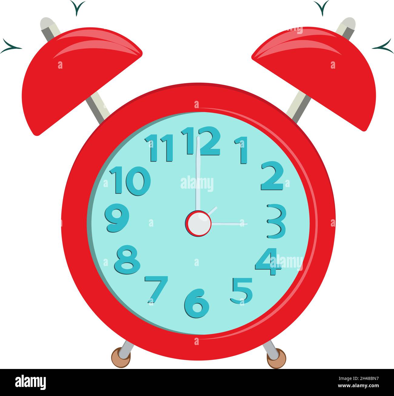 Alarm clock, illustration, vector on a white background. Stock Vector