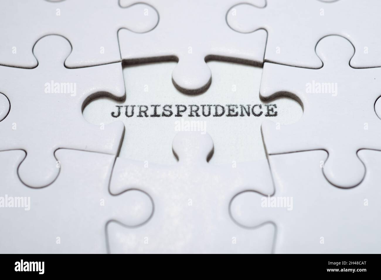 The word jurisprudence written with a typewriter. Stock Photo