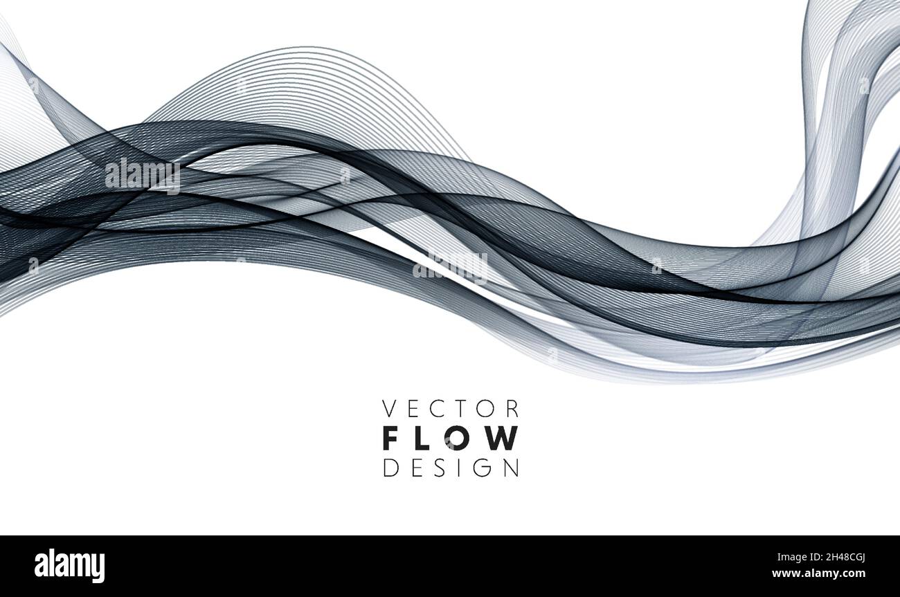 Vector abstract flowing wave lines isolated on white background. Design element for wedding invitation, greeting card Stock Vector
