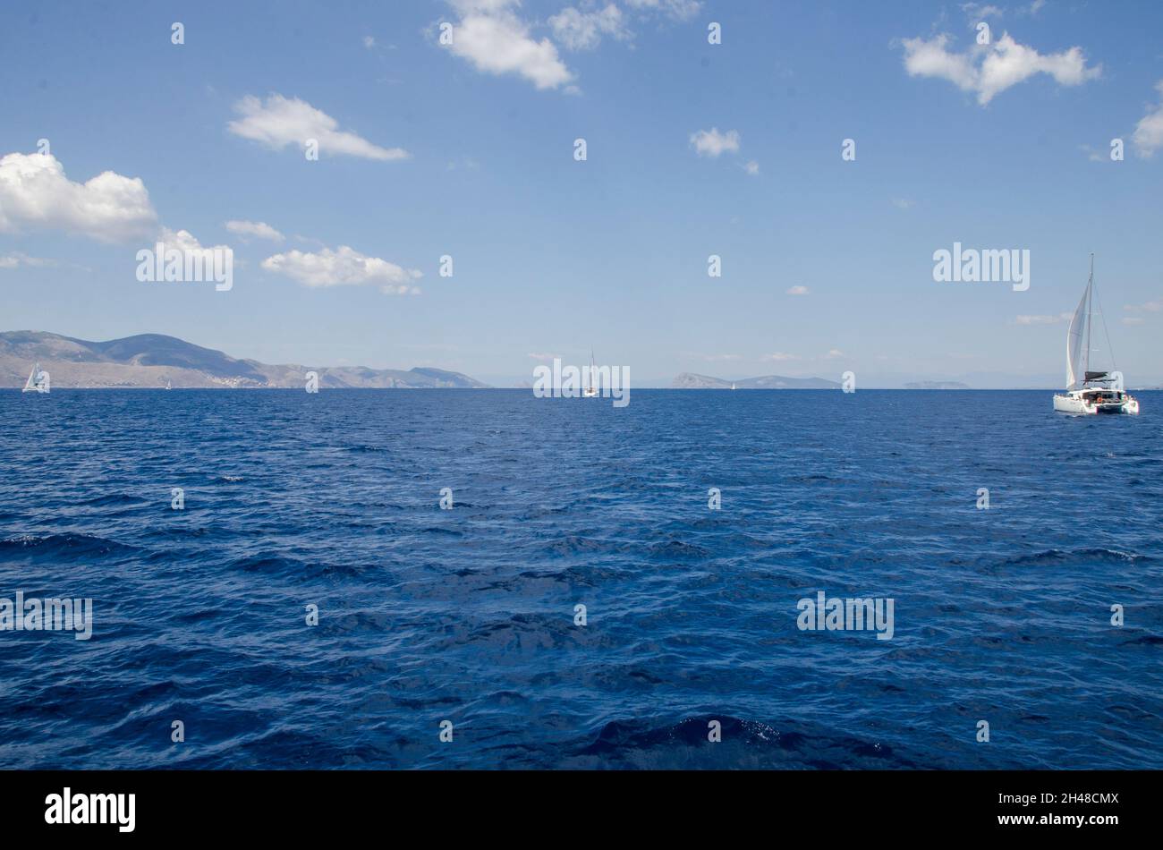 A yacht sails in the Aegean Sea Greece Stock Photo - Alamy