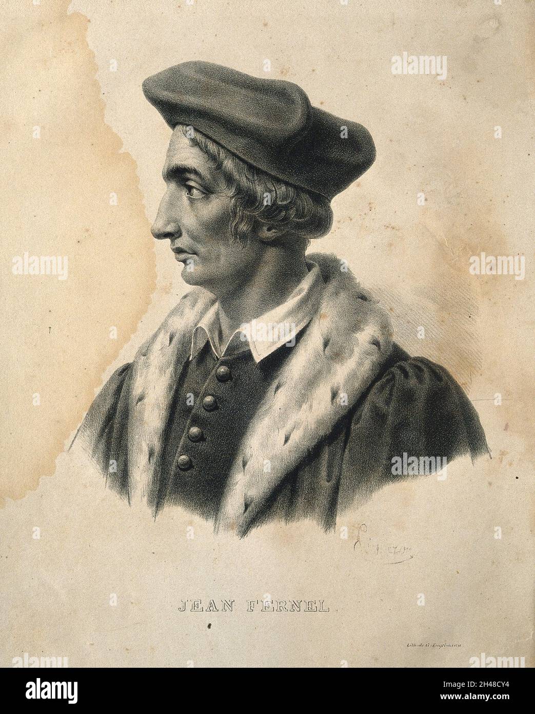 Jean Fernel. Lithograph by P. R. Vignéron Stock Photo - Alamy