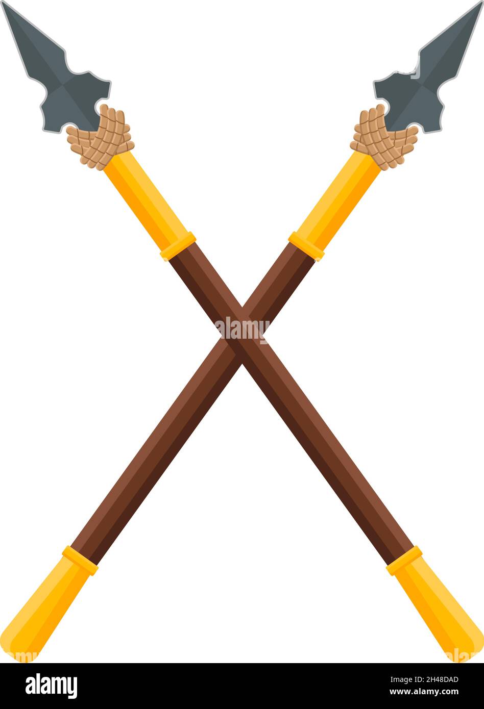 Spear weapon, illustration, vector on a white background. Stock Vector