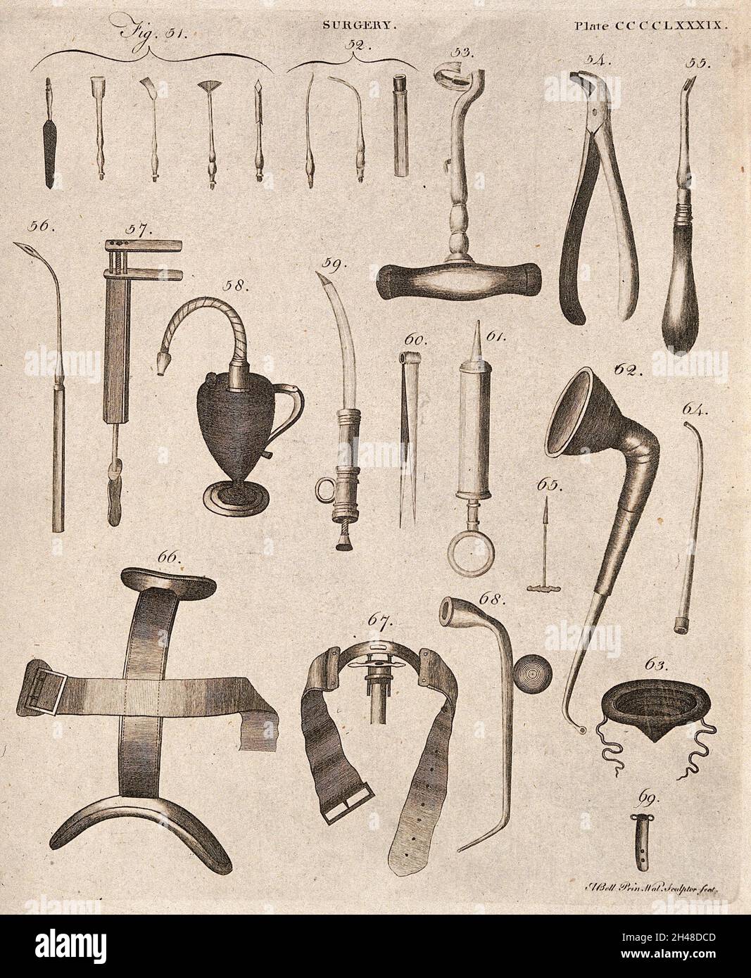 Surgical instruments. Engraving by Andrew Bell Stock Photo Alamy