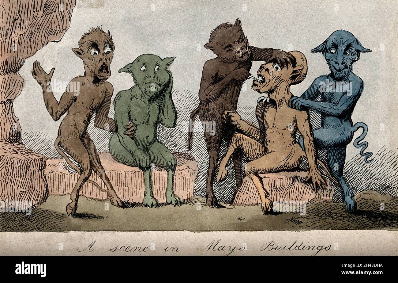 Dental operations with five demons: one being operated on, another ...
