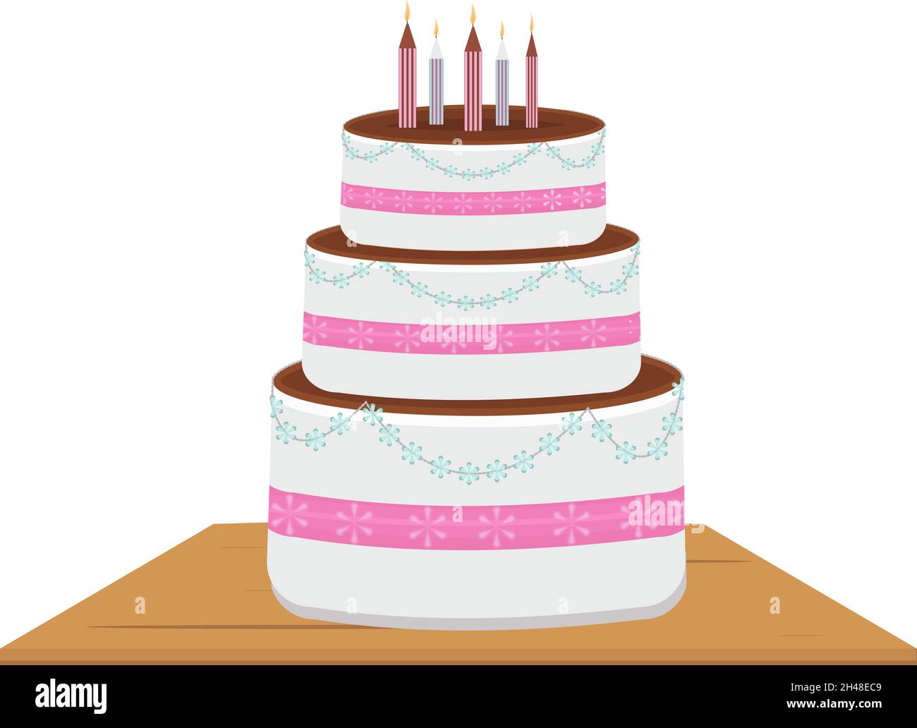 Wedding cake, illustration, vector on a white background. Stock Vector