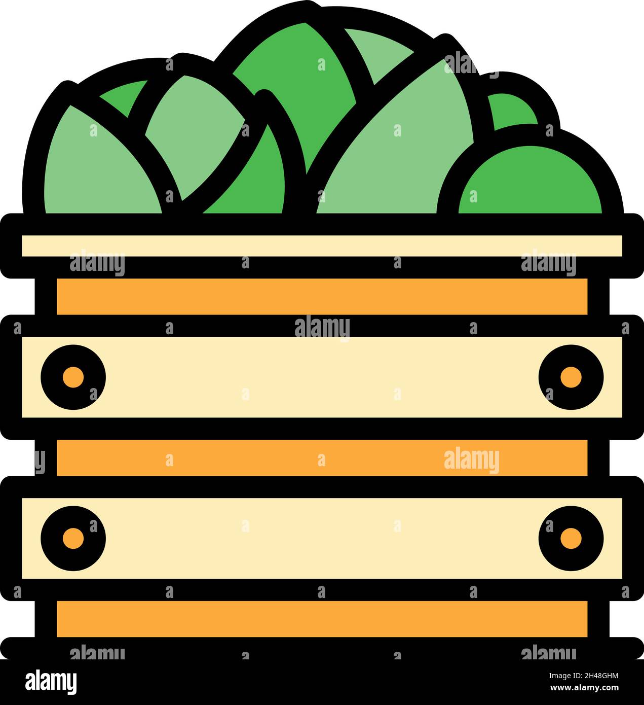 Vegetables box icon. Outline vegetables box vector icon color flat ...