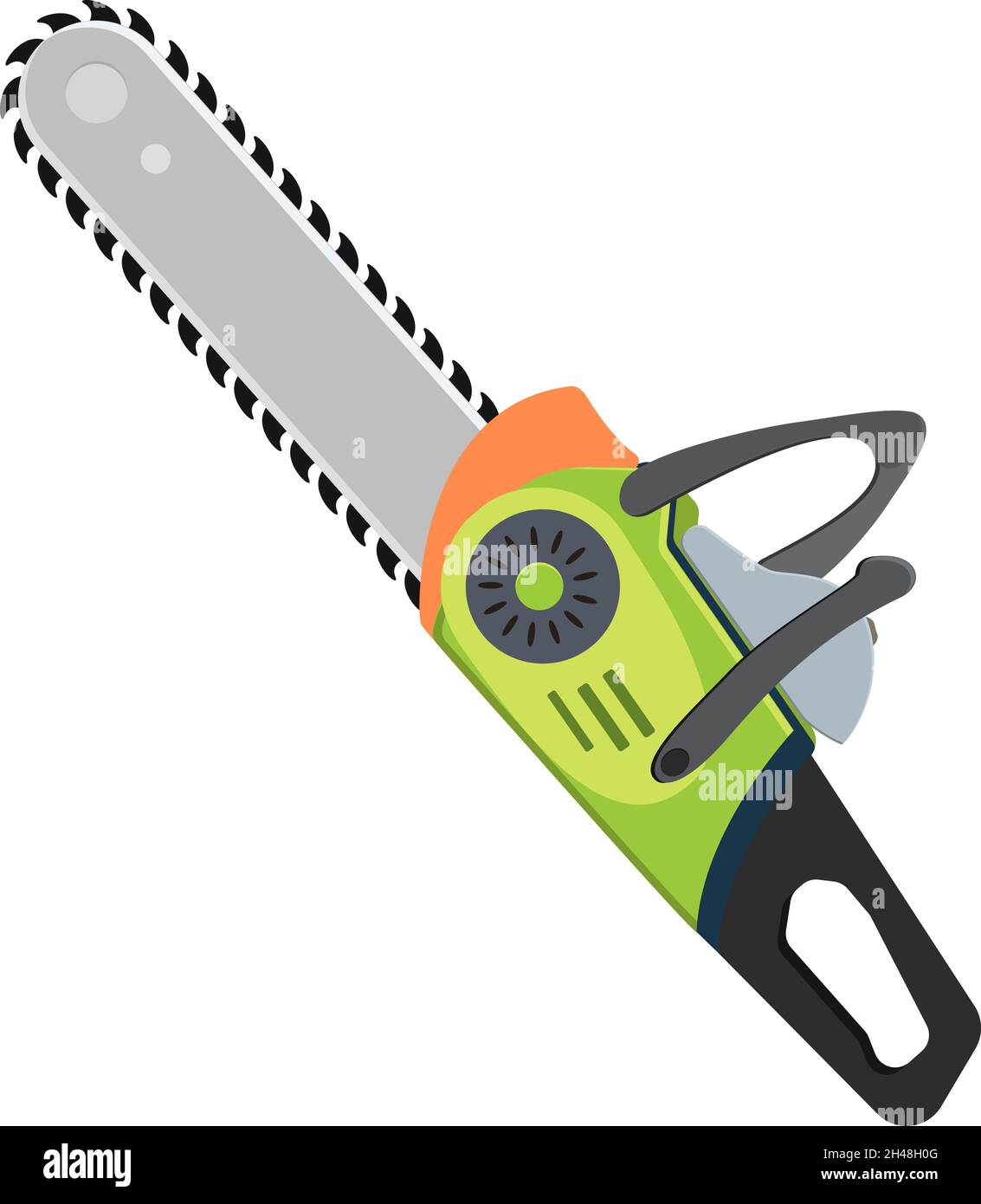 Chainsaw, illustration, vector on a white background. Stock Vector