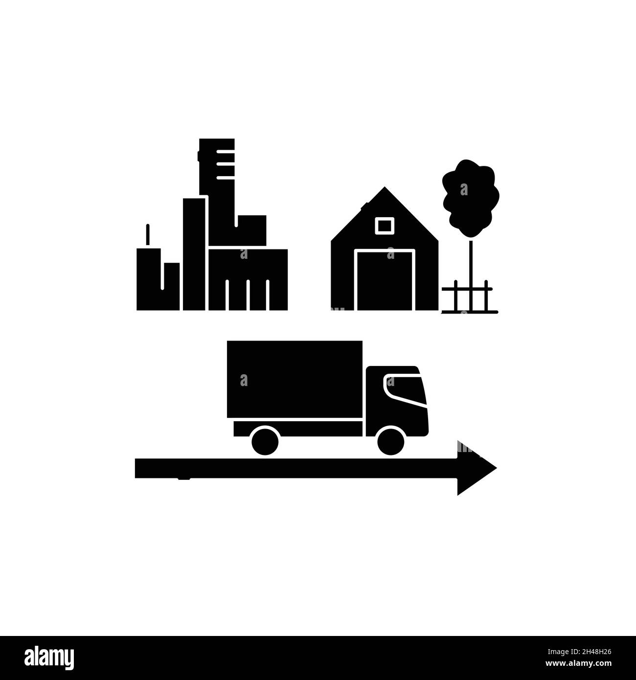 Moving from city to village olor line icon. Life for yourself ...
