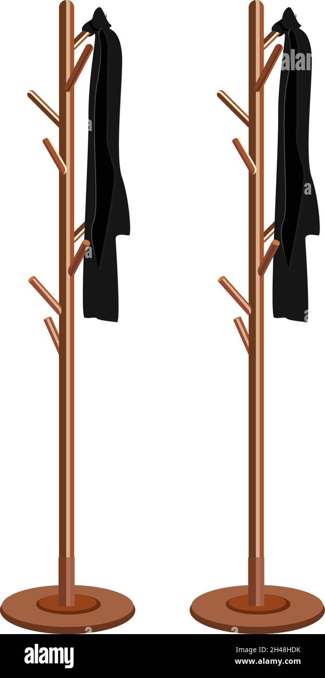 Coat hanger with coats, illustration, vector on a white background
