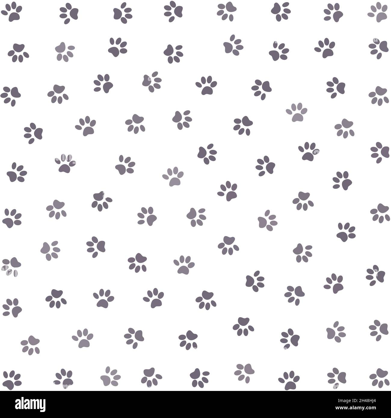 Seamless dog footprint, seamless cat footprint, seamless animal paw print  vector stock illustration. Stock Vector