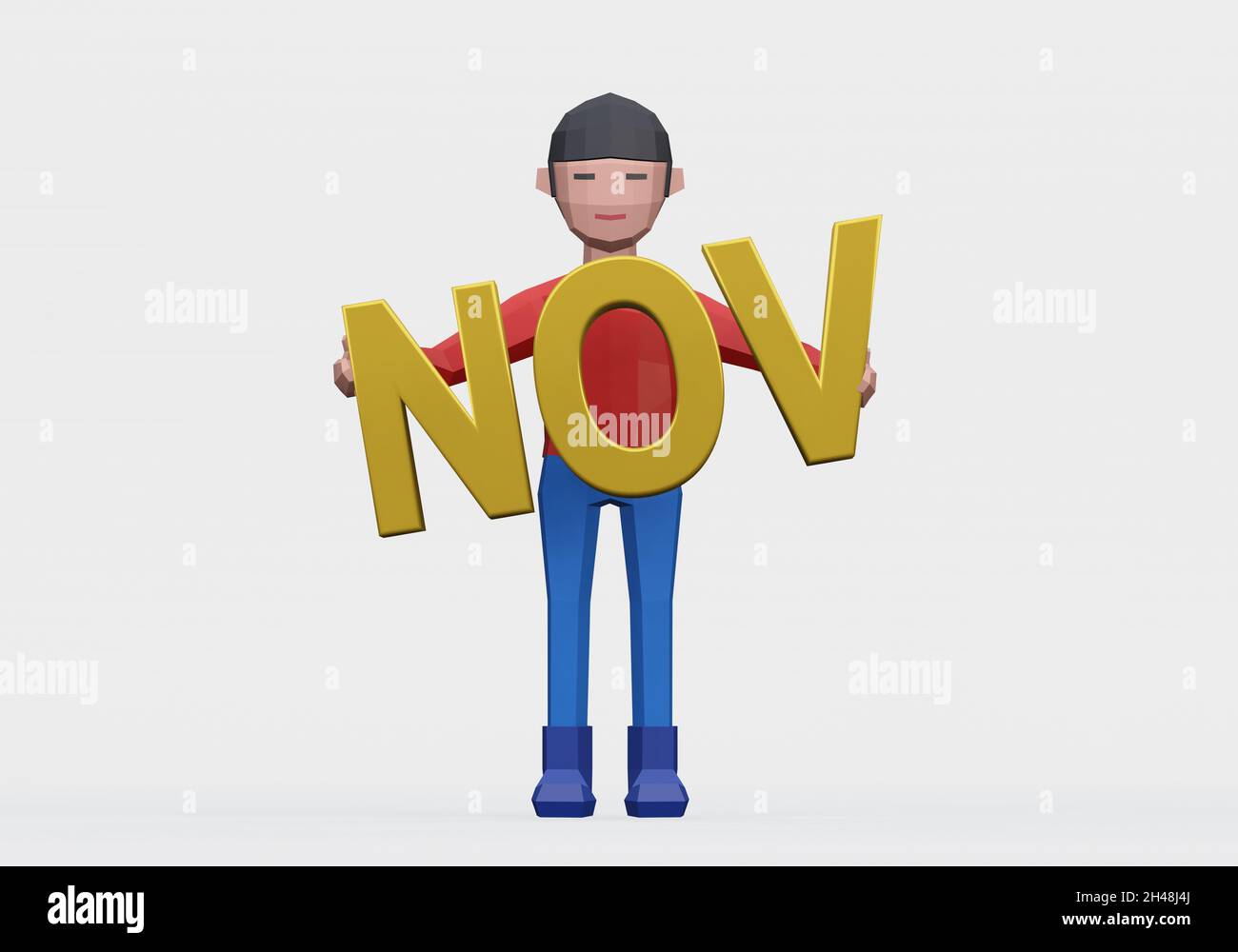3d render of dummy holding a November month sign for date concepts ...