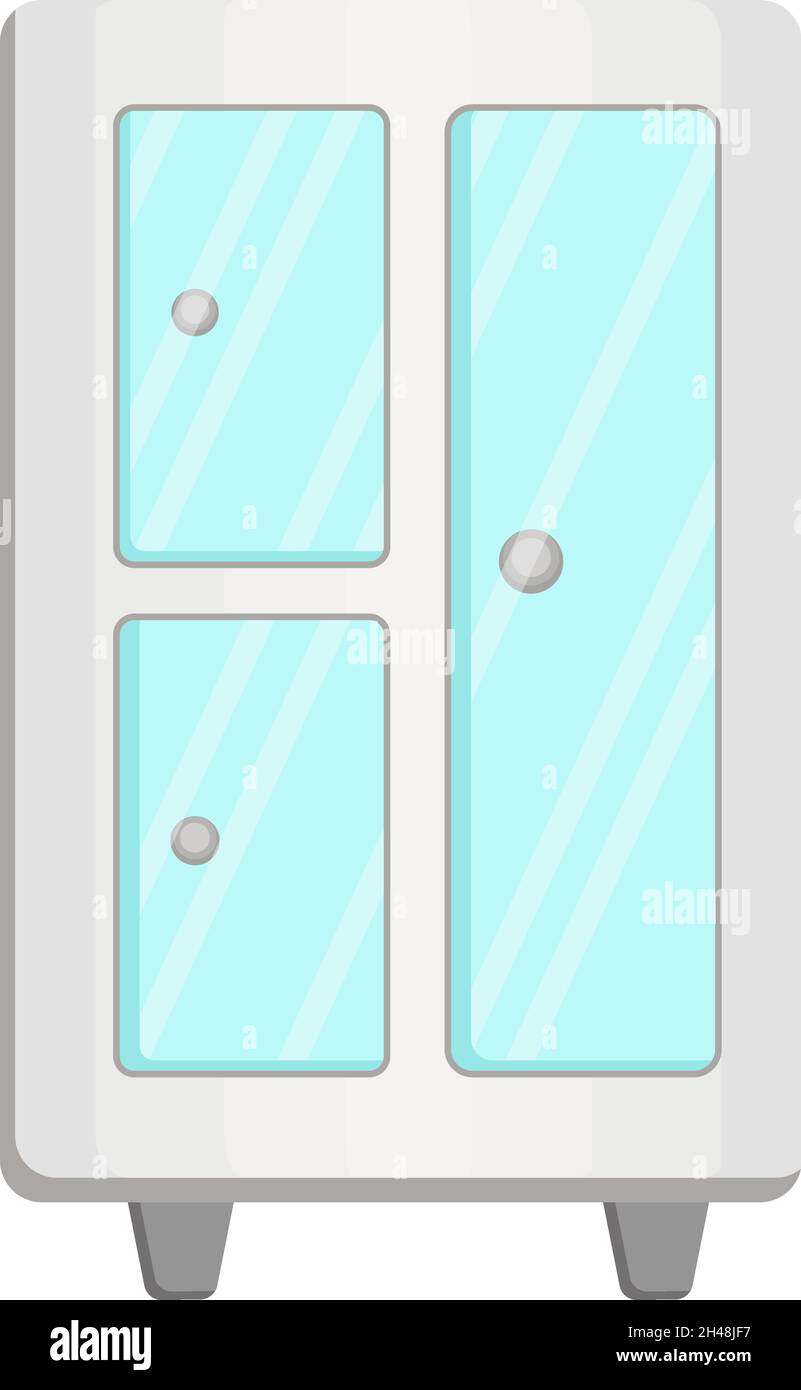White cupboard, illustration, vector on a white background. Stock Vector