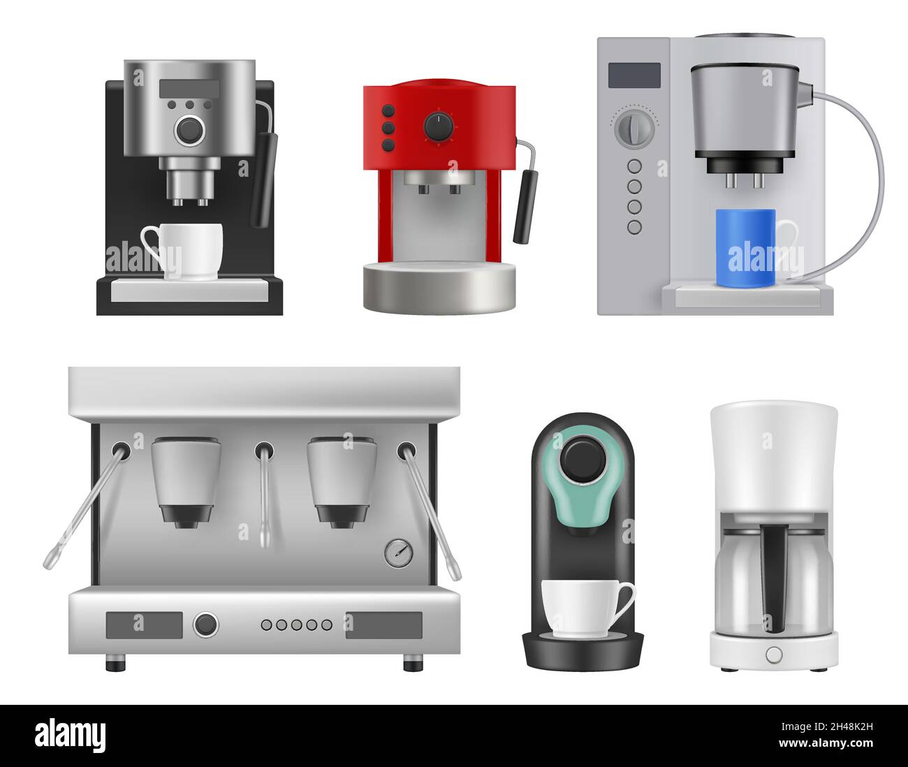 https://c8.alamy.com/comp/2H48K2H/coffee-machines-kitchen-items-for-preparing-hot-beverage-drinks-cappuchino-and-espresso-liquid-products-decent-vector-realistic-set-isolated-2H48K2H.jpg