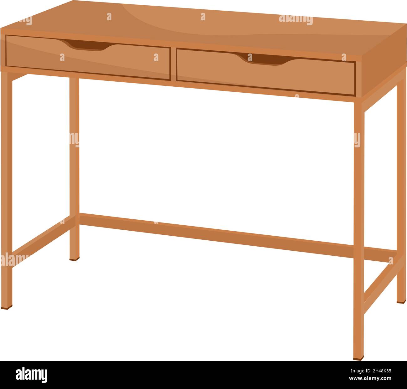 Wooden desk, illustration, vector on a white background. Stock Vector