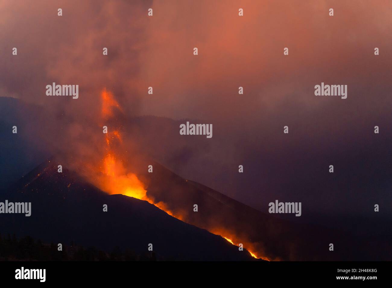 volcanic eruption in Cumbre vieja on September 19, 2021. El Paso. La
