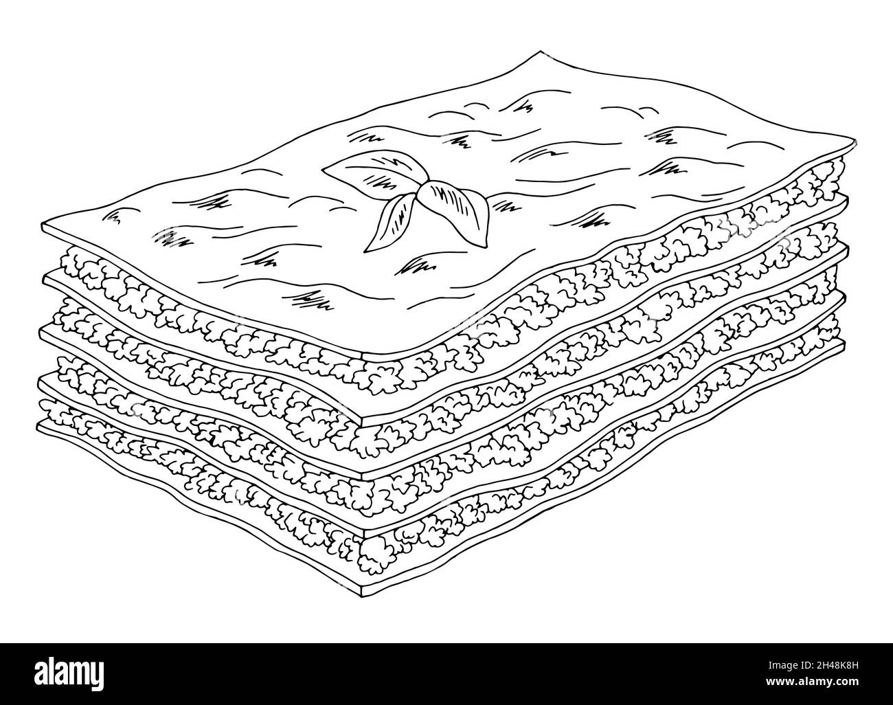 Lasagna graphic black white isolated sketch illustration vector Stock Vector