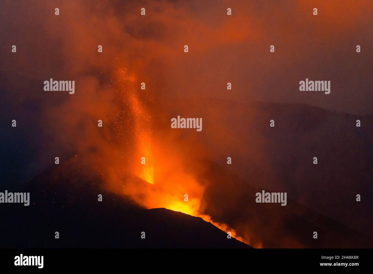 volcanic eruption in Cumbre vieja on September 19, 2021. El Paso. La