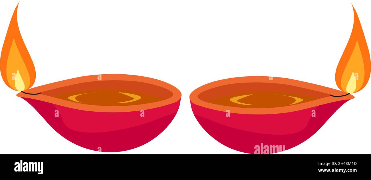 Diya candle, illustration, vector on a white background. Stock Vector