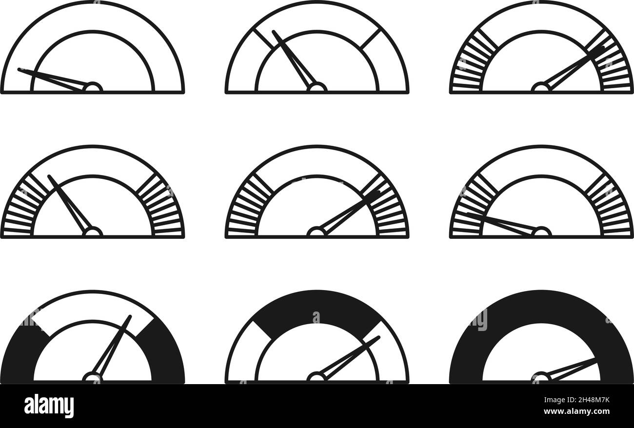 Line art black and white indicator collection. Vector illustration for ...
